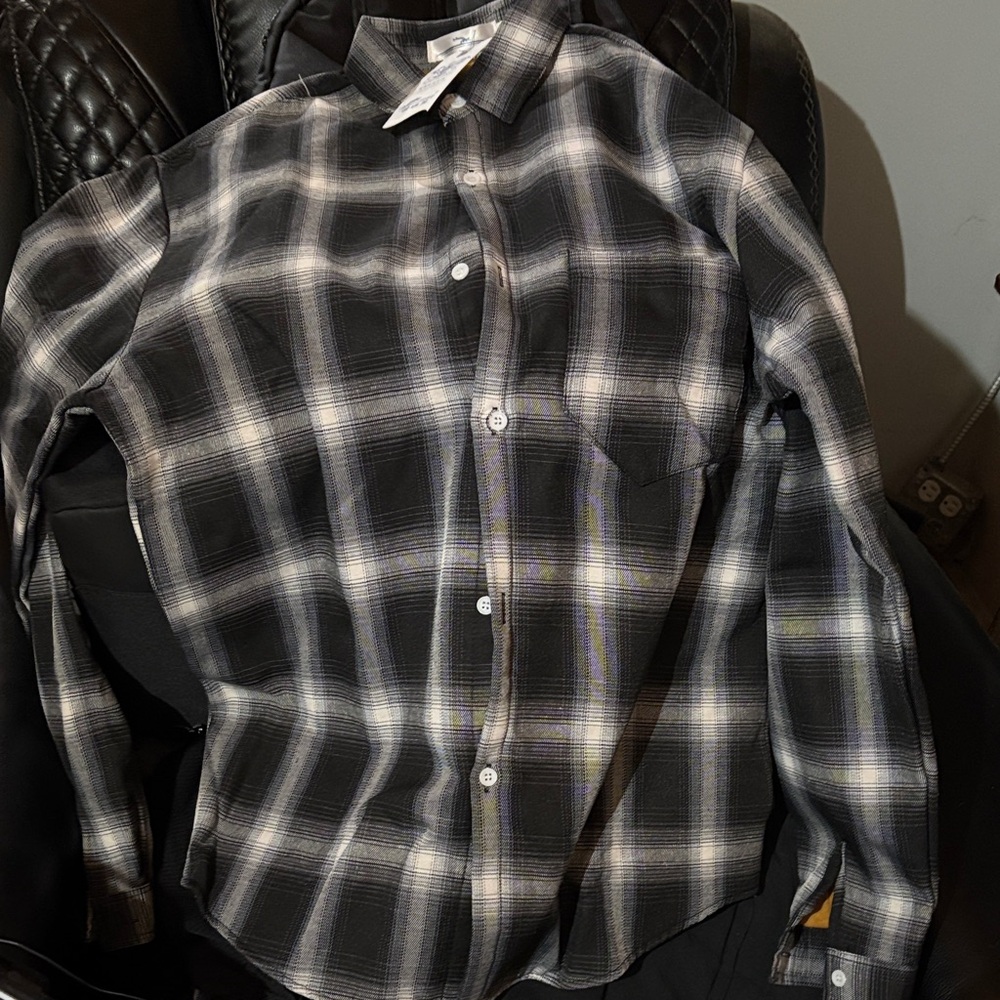 Men's Black and White Plaid Shirt/Coat